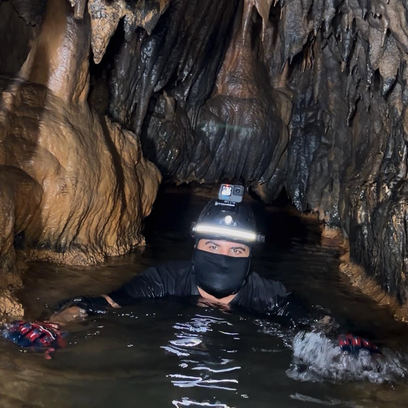 Georges Ghoussein exploring a cave